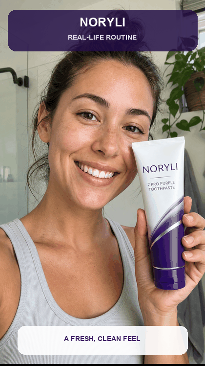 Animated NORYLI lifestyle demonstration with an adult holding the product